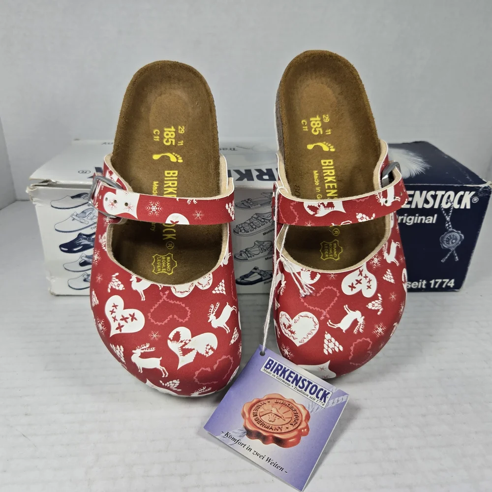Birkenstock Maria Kids Kinder Reindeer Heart Red Clog Mules EU 29 US C11 toddler